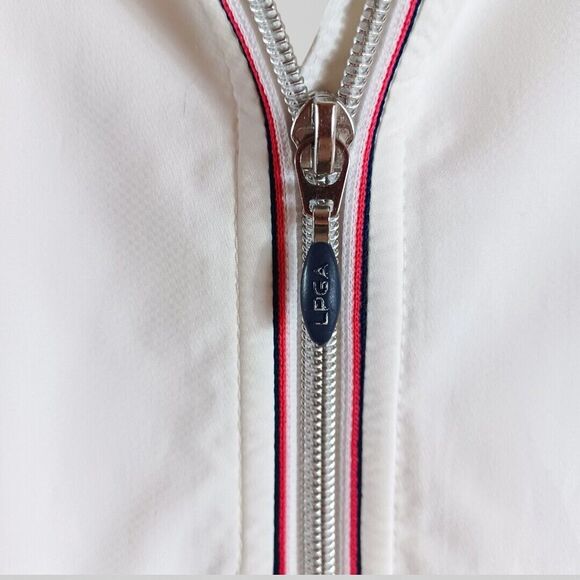 LPGA Collection Medium White Golf Tennis Jacket Full Zip Vented Athletic Stretch - Picture 4 of 9